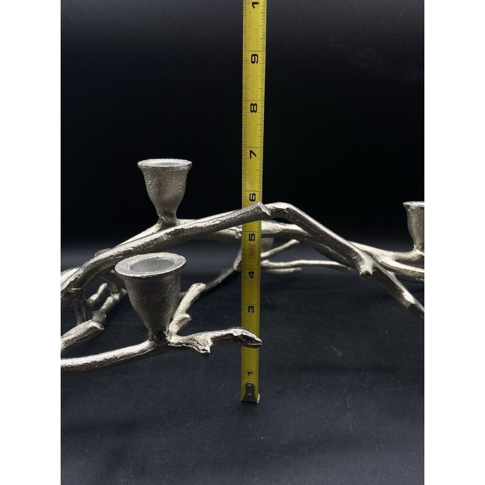 Cast Aluminum Silver Tone Metal Manzanita Branch 5 Candle Holder Centerpiece - Picture 7 of 13